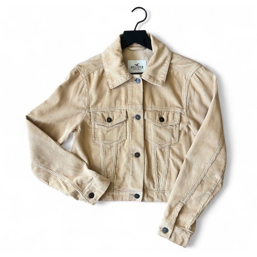 Hollister j Corduroy beige Cream  Jacket Woman size Small  ‎ Crop Corduroy